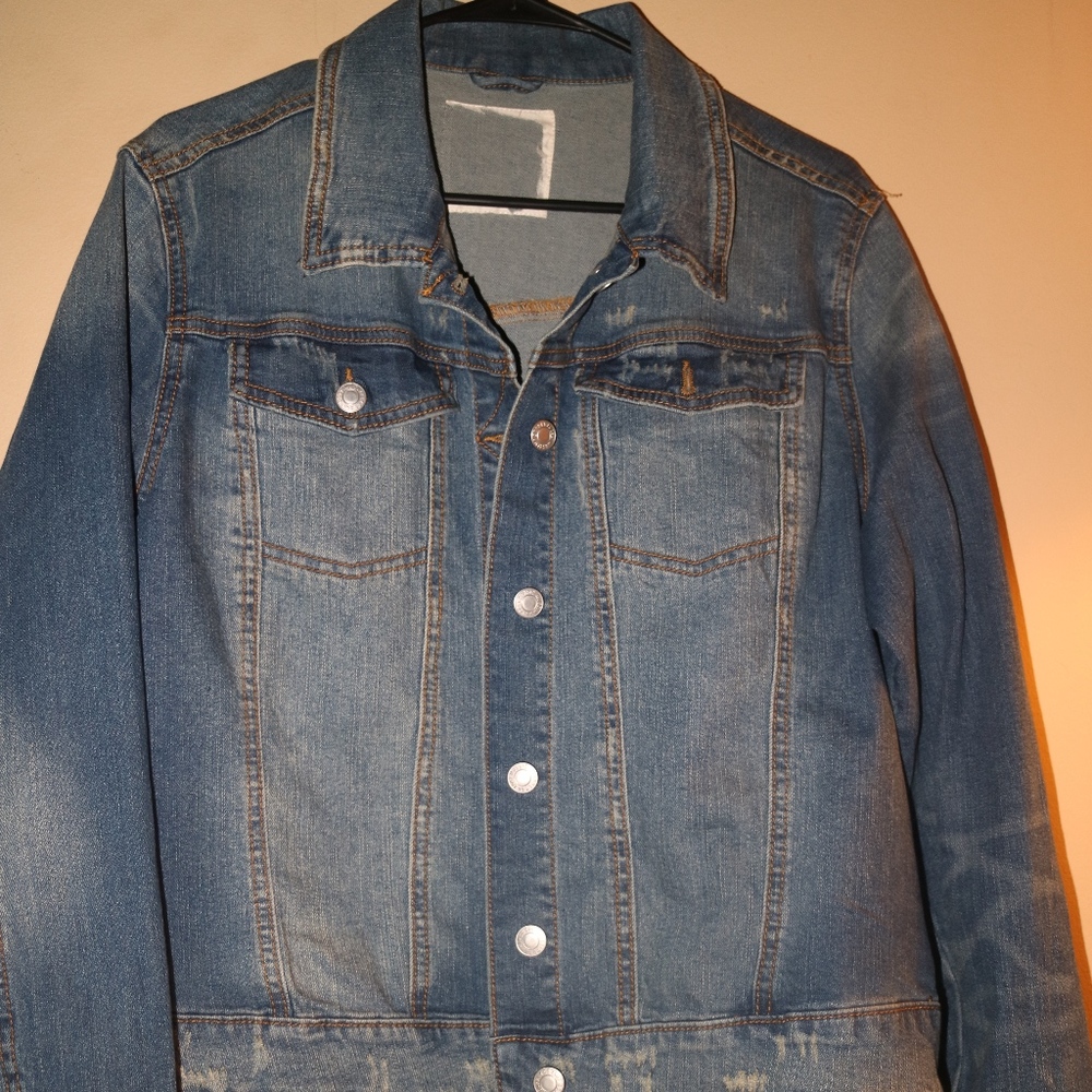Mossimo Distressed Denim Jean Jacket XL